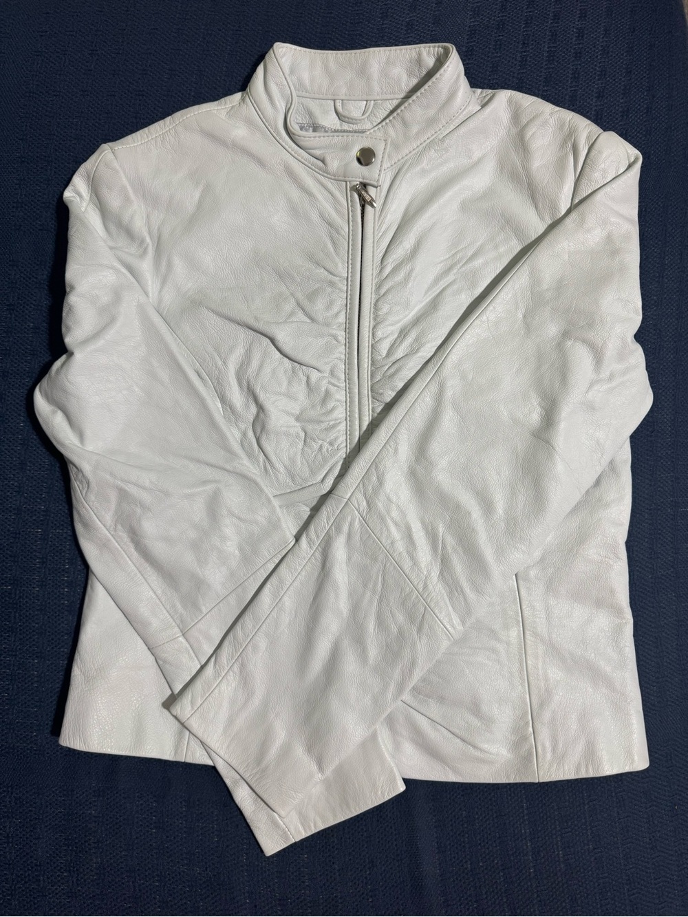 Wilsons Leather White Women's Moto-Style Leather Jacket